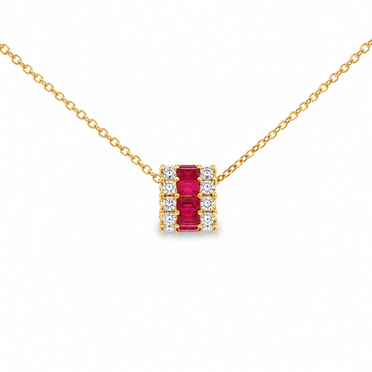 0.63 TDW Ruby and Diamond Rolling Pendant