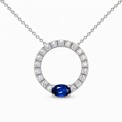 Sapphire and Diamond Circle Necklace