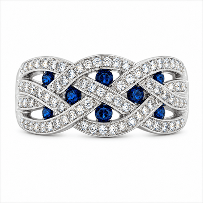 Sapphire and Diamond Multi-Twist Ring