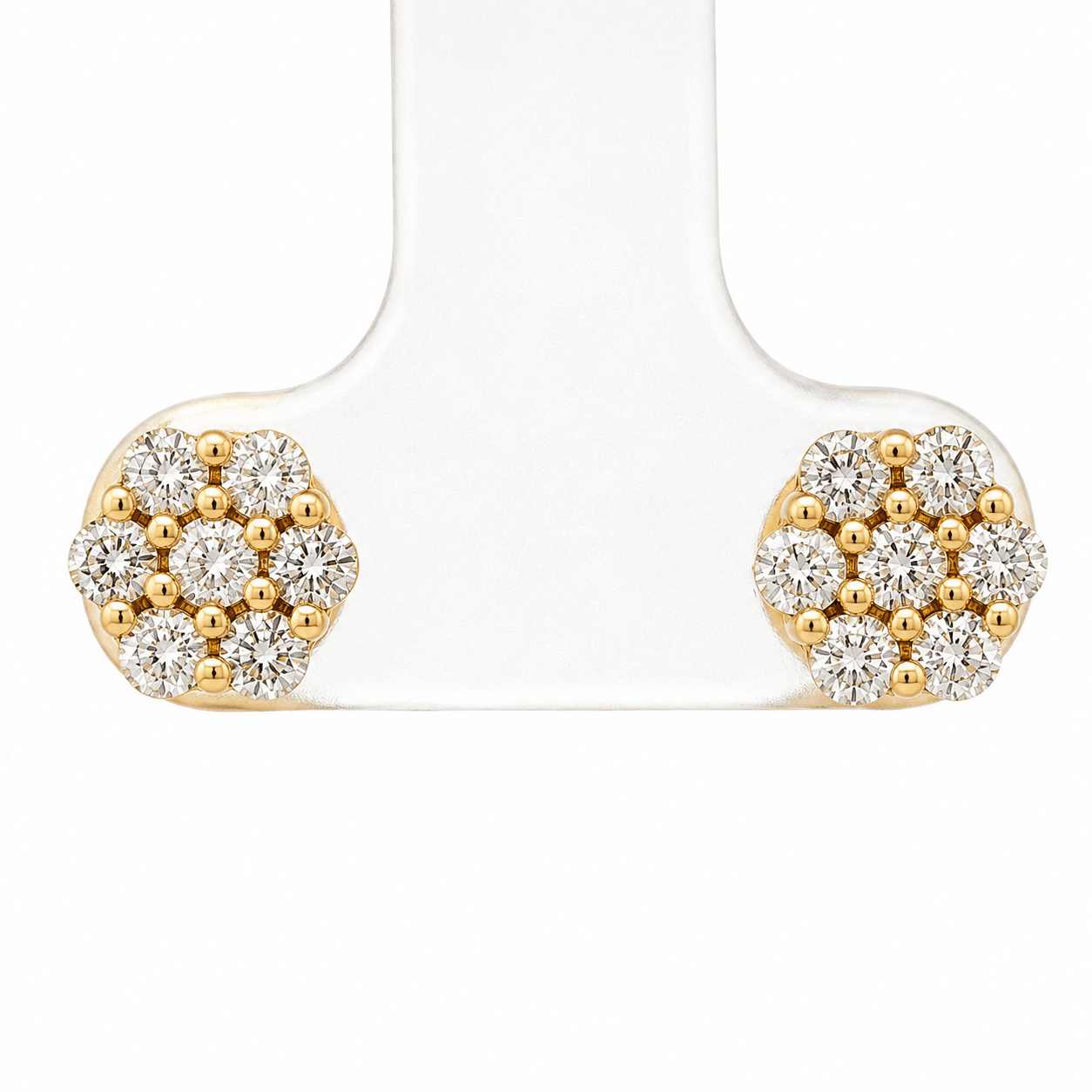 Seven-Stone Diamond Flower Stud Earrings