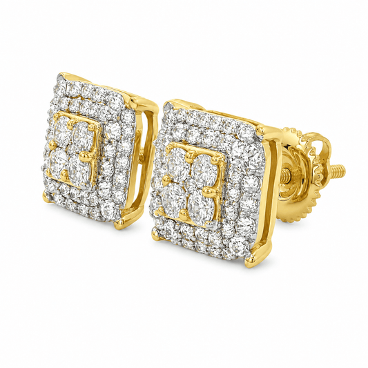 1.05 CT TW. Square Lab-Grown Diamond Men's Earrings
