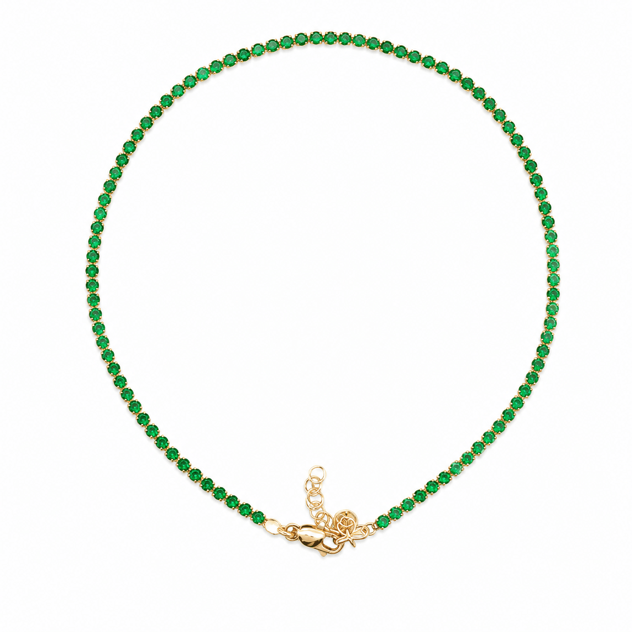 Synthetic Green Emerald Stackable Anklet