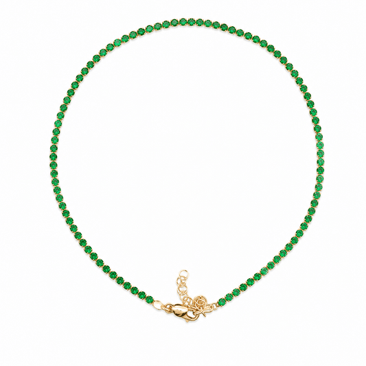 Synthetic Green Emerald Stackable Anklet