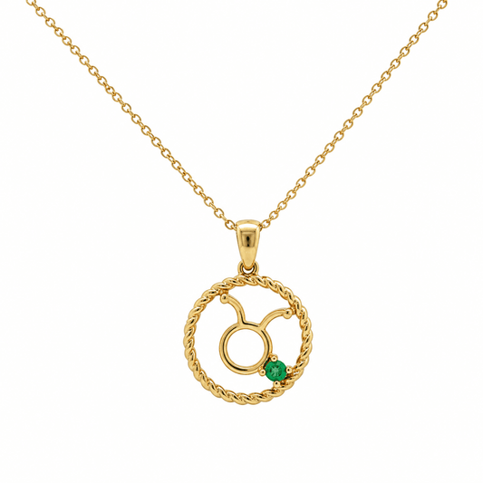 Taurus & Emerald Pendant Necklace