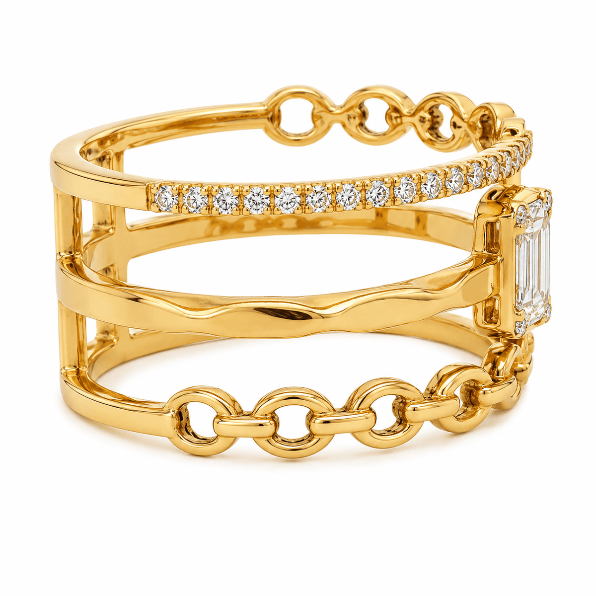 0.27 CTW Open Three-Row Diamond Fashion Ring