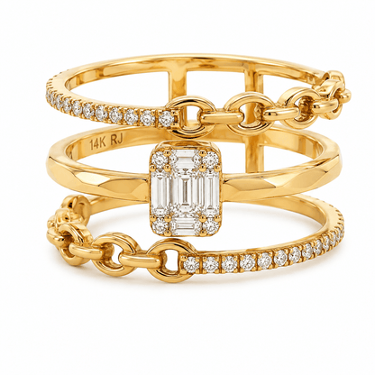 0.27 CTW Open Three-Row Diamond Fashion Ring