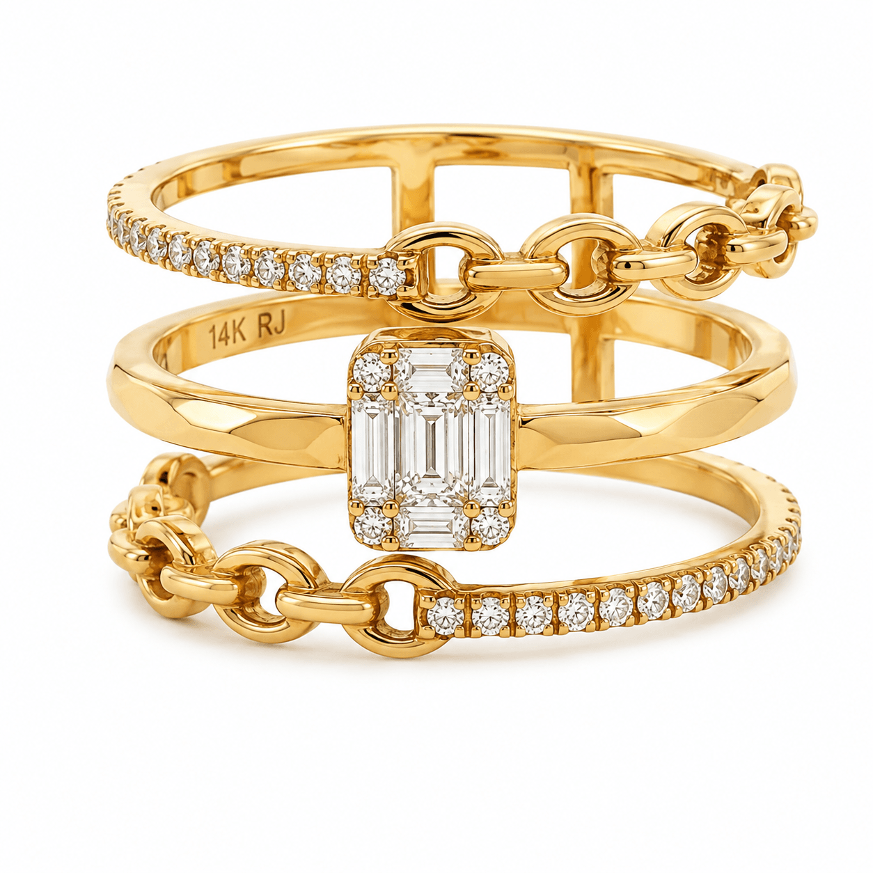 0.27 CTW Open Three-Row Diamond Fashion Ring