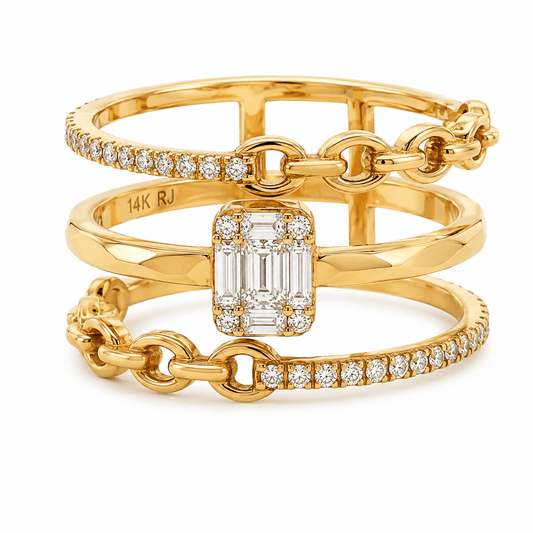0.27 CTW Open Three-Row Diamond Fashion Ring