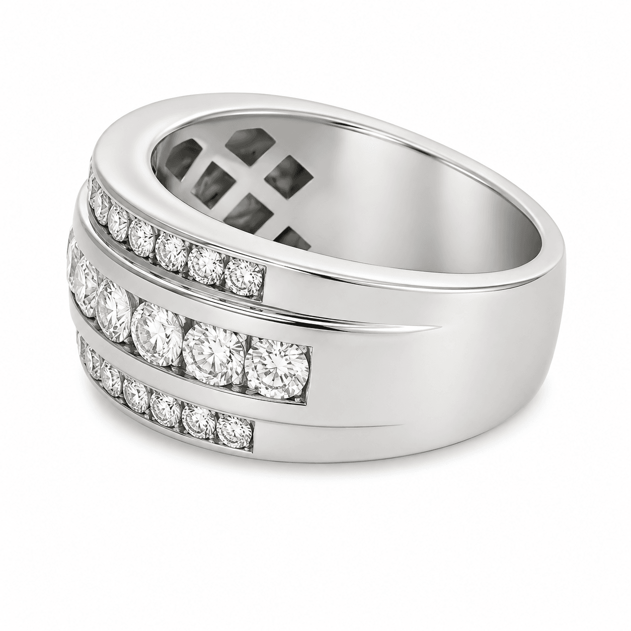 Three-Row Diamond Wedding Band