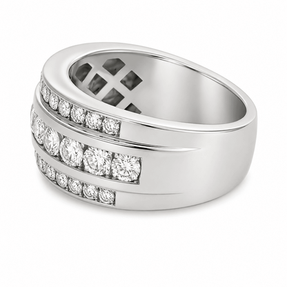 Three-Row Diamond Wedding Band