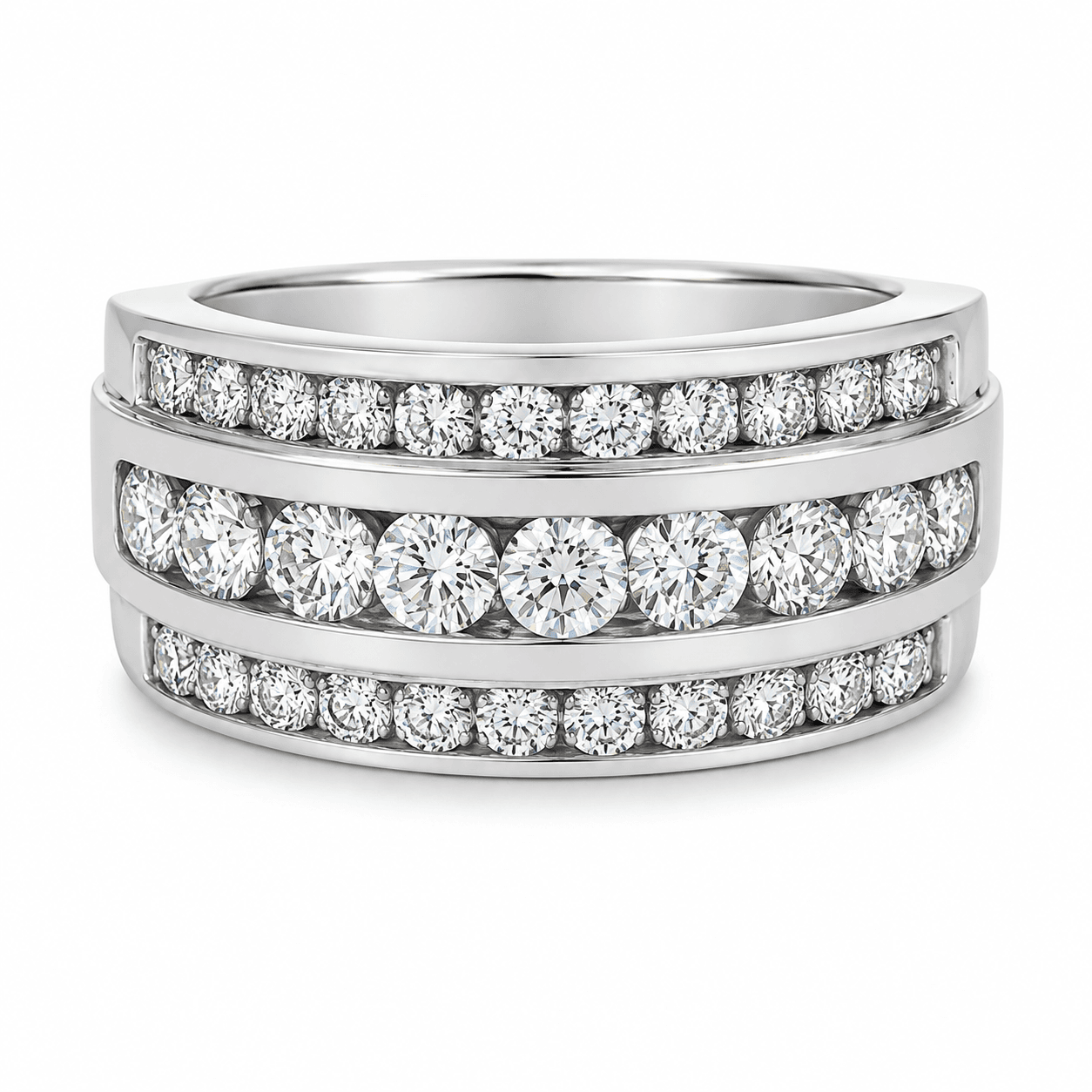 Three-Row Diamond Wedding Band