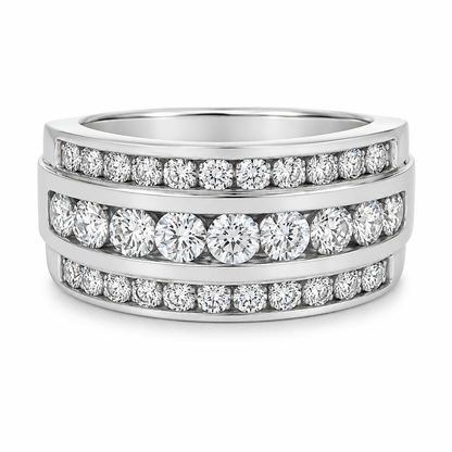 Three-Row Diamond Wedding Band