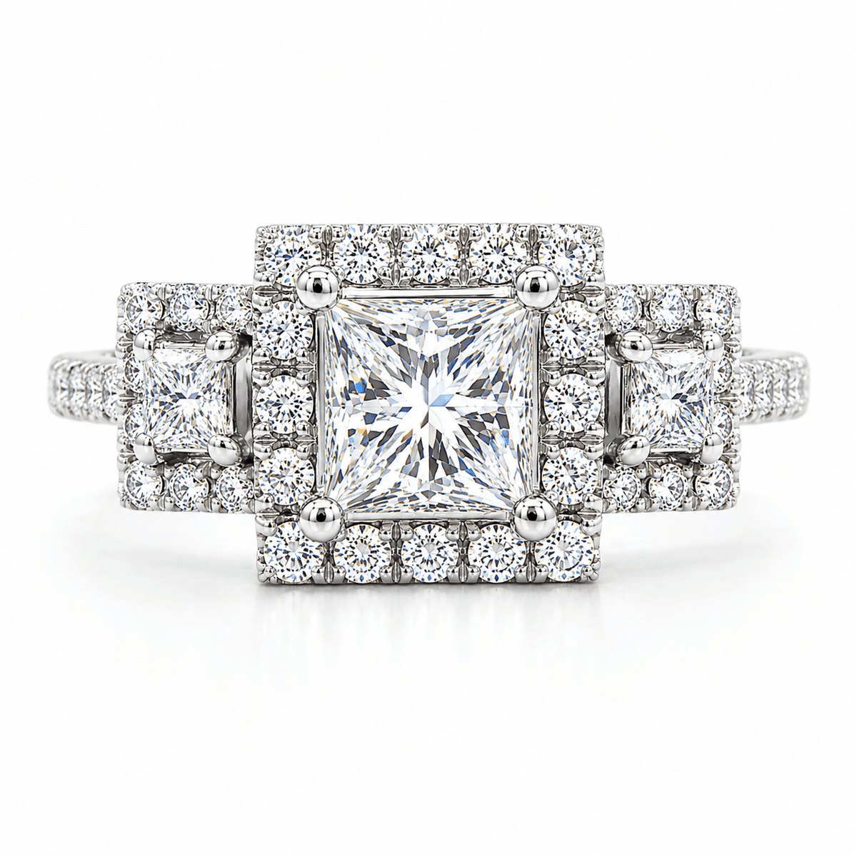 1-6/10 CT TW. Princess Three-Stone Diamond Engagement Ring
