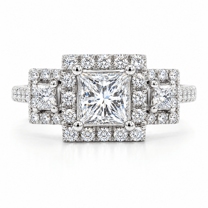 1-6/10 CT TW. Princess Three-Stone Diamond Engagement Ring