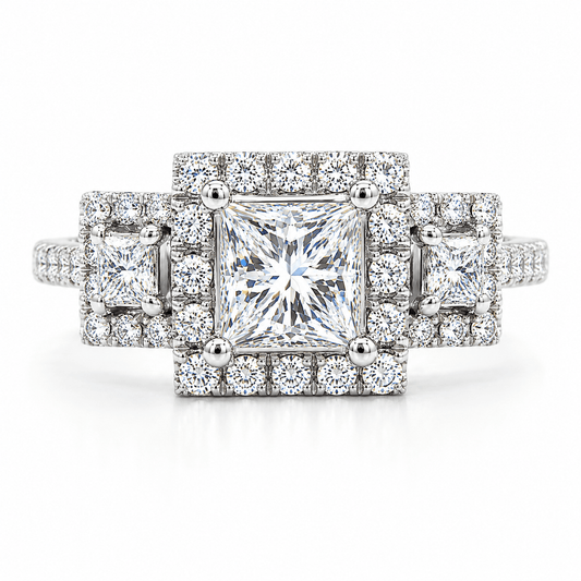 1-6/10 CT TW. Princess Three-Stone Diamond Engagement Ring