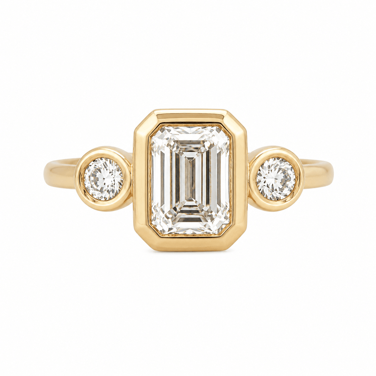 Three-Stone Emerald-Cut Lab-Grown Diamond Engagement Ring