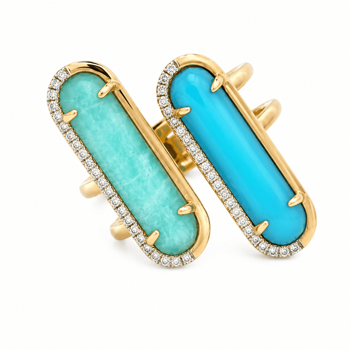 Turquoise & Amazonite Double Negative Space Ring