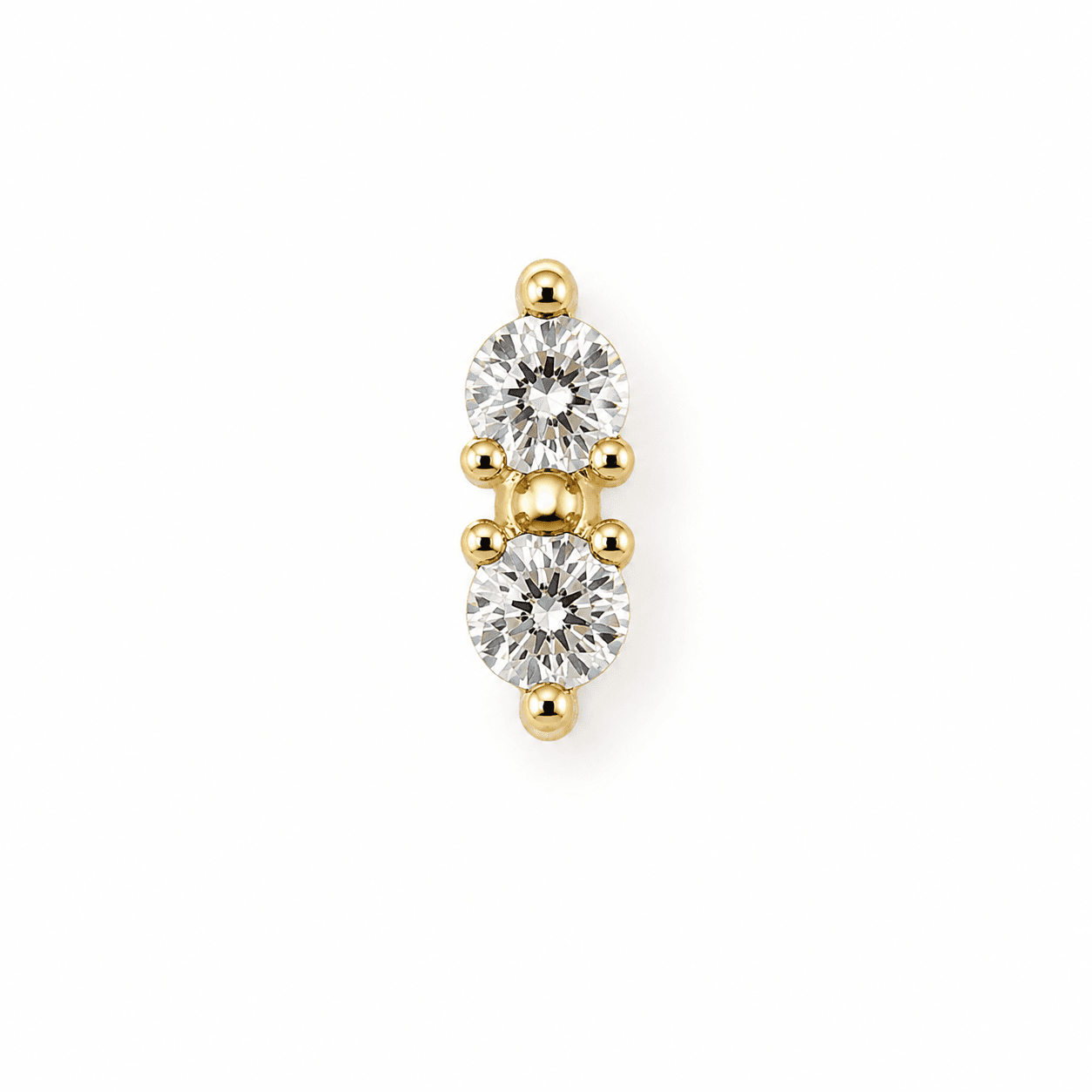 14K Cartilage Two Stone CZ Piercing