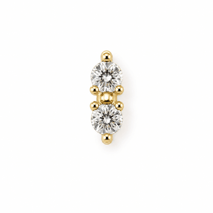 14K Cartilage Two Stone CZ Piercing