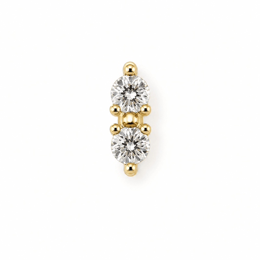 14K Cartilage Two Stone CZ Piercing