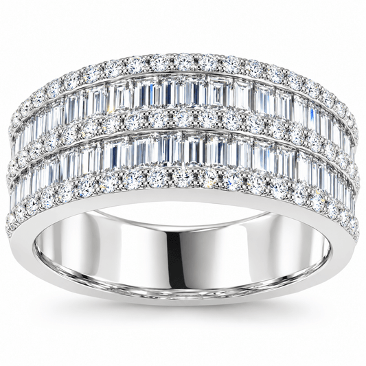 Multi Row Channel Baguette Diamond Band