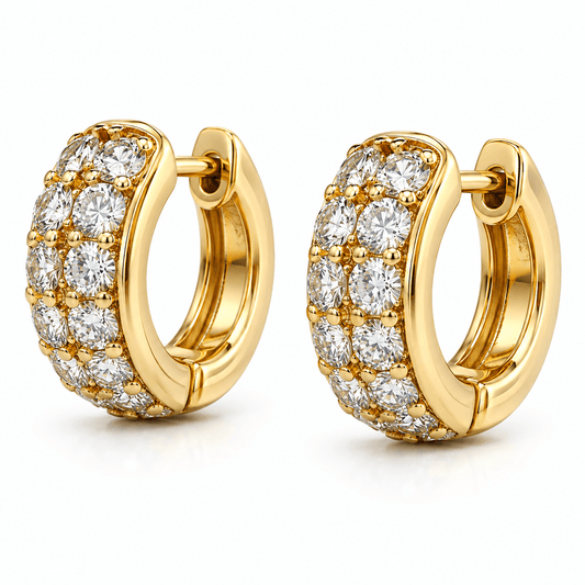1.25 CTW Two-Row Diamond Huggie Earrings