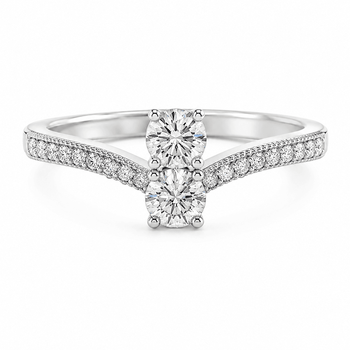 0.52 CTW Two-Stone Milgrain Diamond Ring