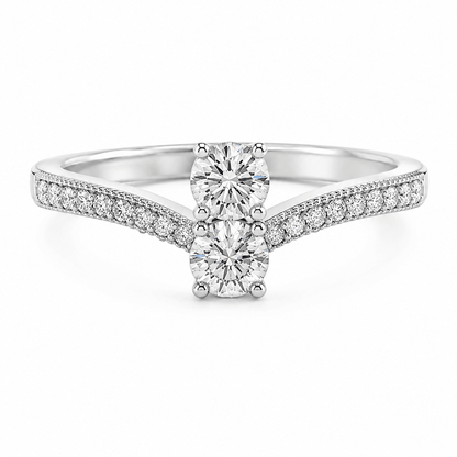 0.52 CTW Two-Stone Milgrain Diamond Ring
