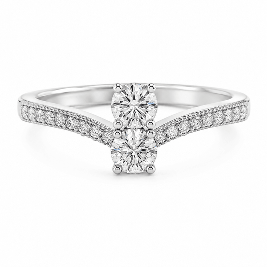 0.52 CTW Two-Stone Milgrain Diamond Ring