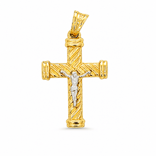 Two-Tone Crucifix Cross Pendant