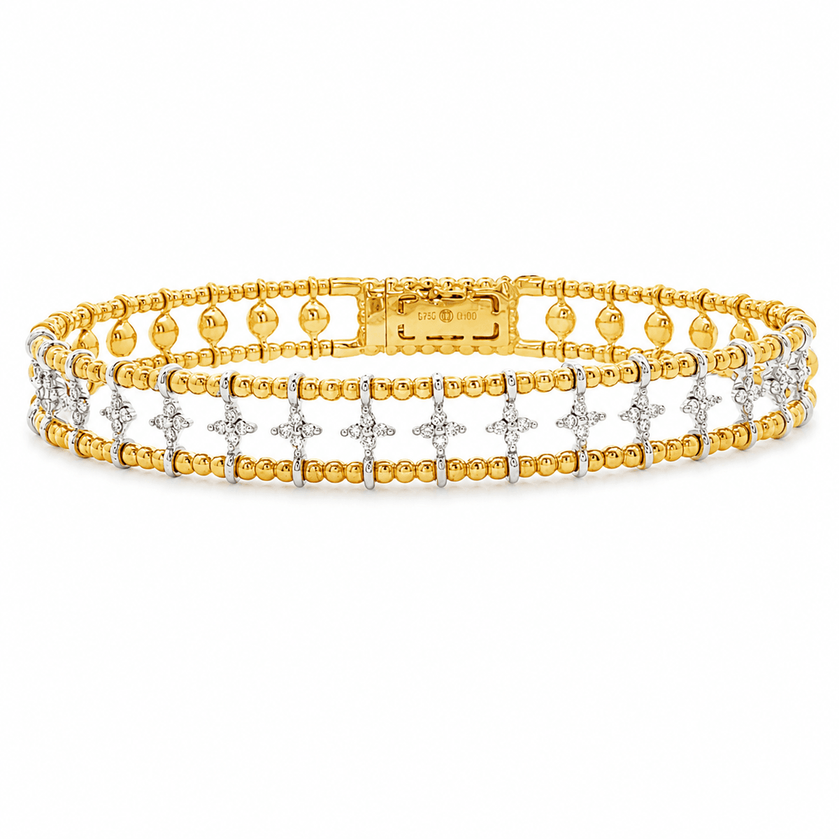 2/5 CT TW. Two-Tone Diamond Bead Bangle Bracelet