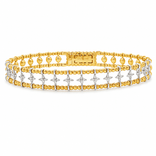 2/5 CT TW. Two-Tone Diamond Bead Bangle Bracelet