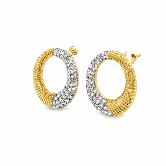 2/5 CT TW. Two-Tone Diamond Hoop Earrings