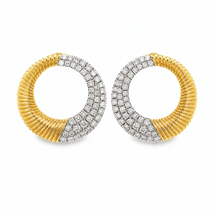 2/5 CT TW. Two-Tone Diamond Hoop Earrings