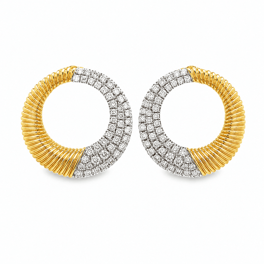 2/5 CT TW. Two-Tone Diamond Hoop Earrings