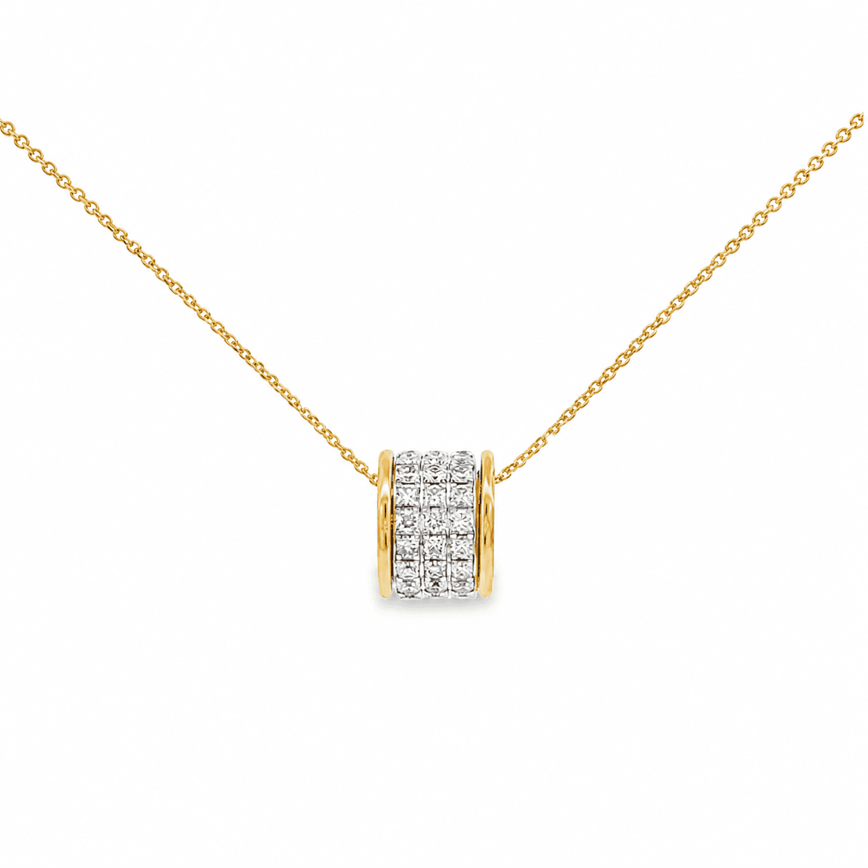 2/5 CT TW. Two-Tone Diamond Rolling Pendant