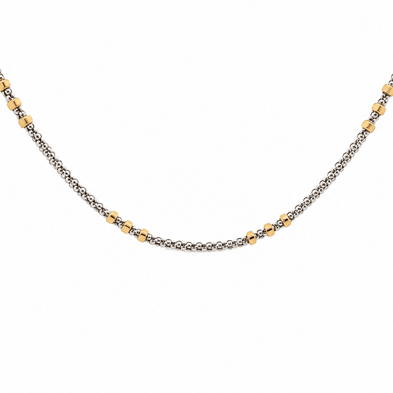 Two-Tone Fancy Link Station Necklace