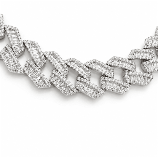CZ Baguette Cuban Link Chain
