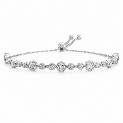14K White Gold Diamond Bolo Bracelet