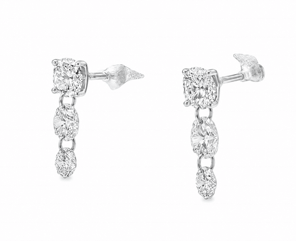 14K White Gold Diamond Drop Earrings