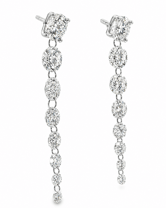 14K White Gold Diamond Drop Earrings