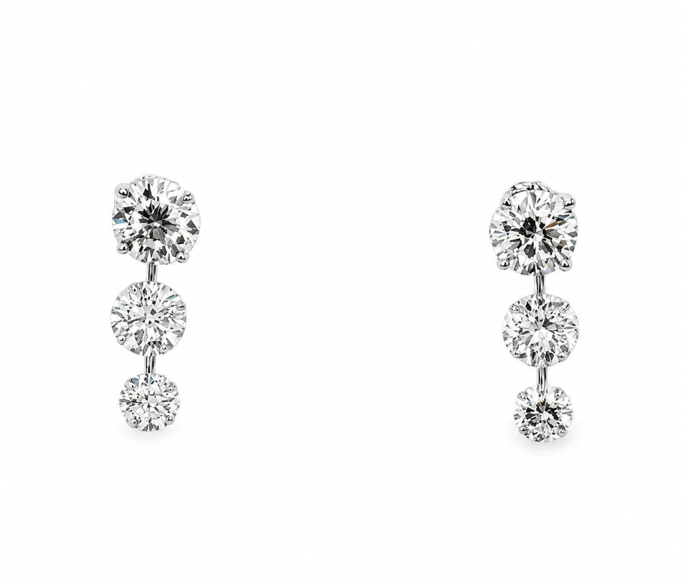 14K White Gold Diamond Drop Earrings