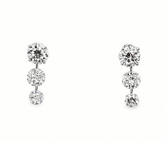 14K White Gold Diamond Drop Earrings