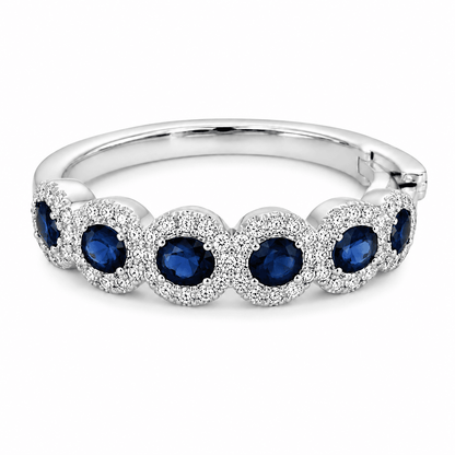 14K White Gold Diamond & Sapphire Earrings
