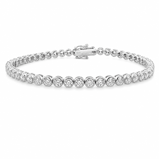 2.99 CTW Bezel Lab-Grown Diamond Tennis Bracelet