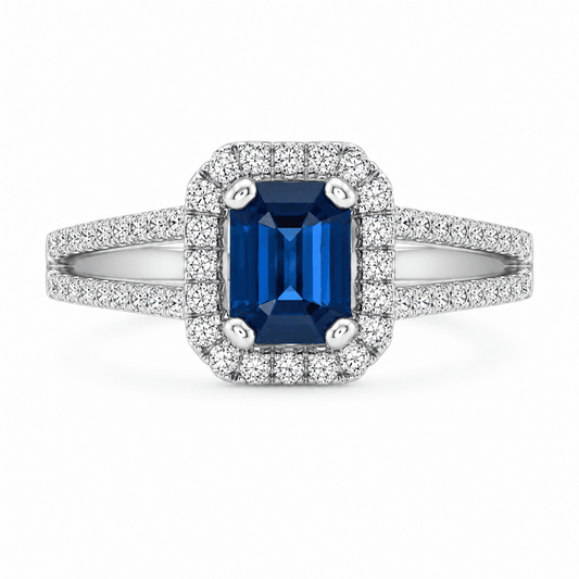 14K White Gold Sapphire & Diamond Ring