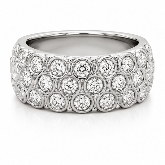1-1/10 CT TW. White Gold 3-Row Anniversary Diamond Band