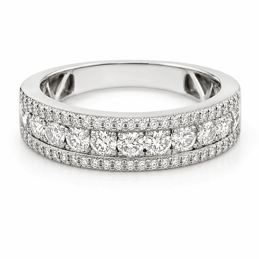 14K White Gold 3-Row Diamond Fashion Band