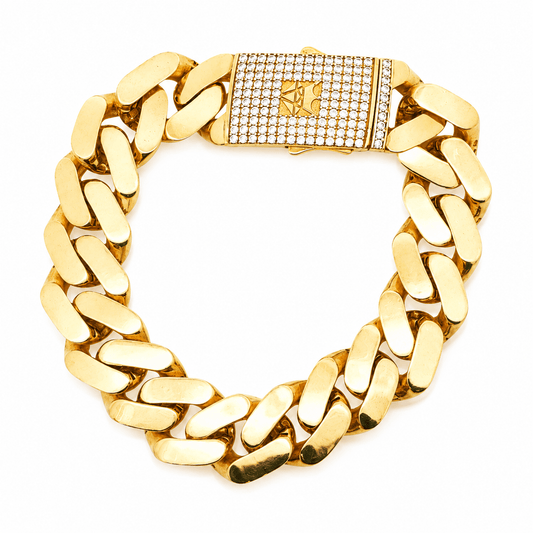 14K Yellow Gold CZ Cuban Link Bracelet