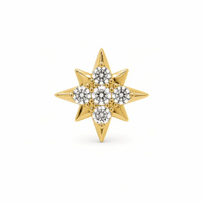 14K Yellow Gold CZ Star Cluster Stud Earring